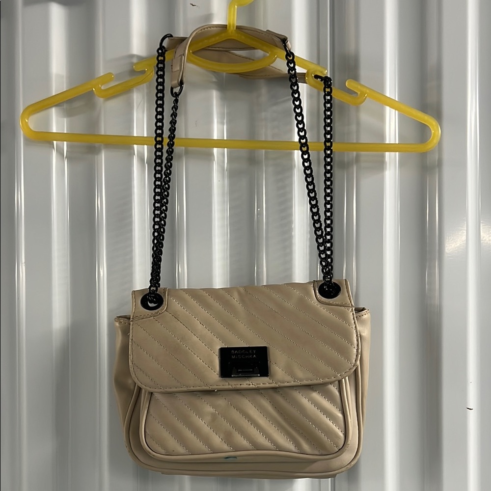 Badgley Mishka Cream Quilted Shoulder Bag